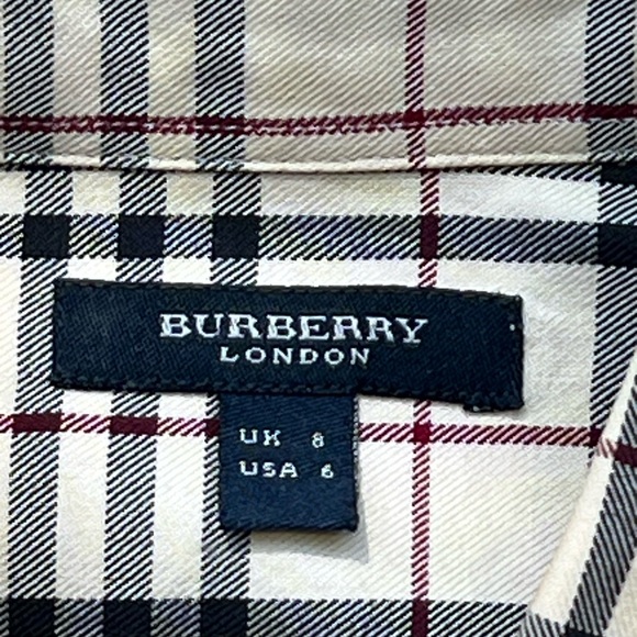 Burberry Beige and Black Plaid Button Down Shirt - Picture 12 of 12